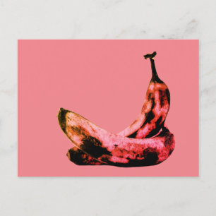 Postal Guay de arte pop de Banana Roja rosa único