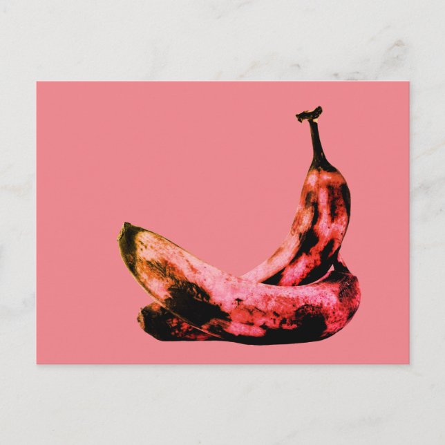 Postal Guay de arte pop de Banana Roja rosa único (Anverso)