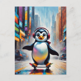 Postal Guay de pintura de arte digital pingüino
