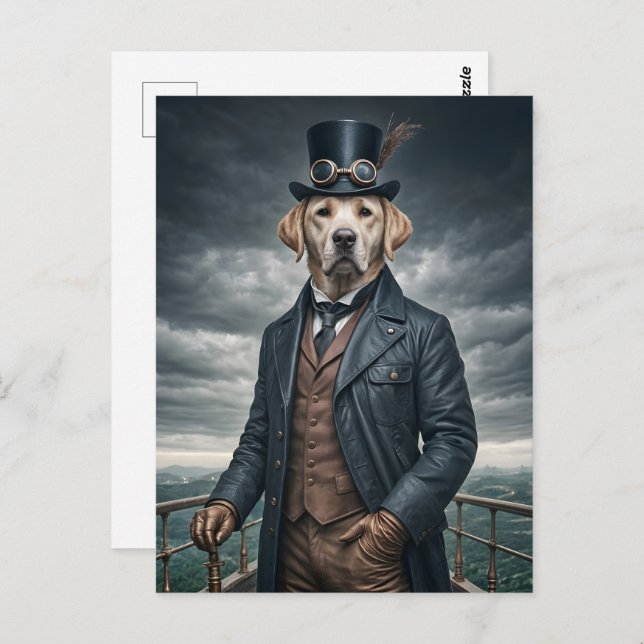 Postal Guay Elegant Victorian Steampunk Labrador Perro Ar (Anverso / Reverso)