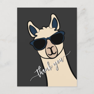 Postal Guay Funny Llama con gafas de sol Alpaca Gracias