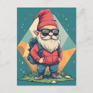 Postal Guay Gnome en una aventura: Ilustracion divertido