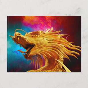 Postal Guay Golden Dragon colorido fondo tailandés