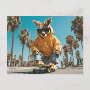 Postal Guay Kangaroo en gafas de sol en una skateboard