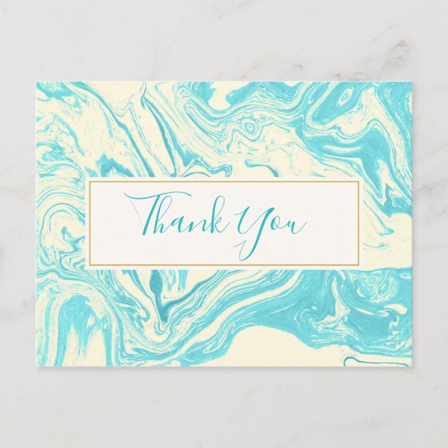 Postal Guay Marble Design in Turquoise & Cream Gracias (Anverso)