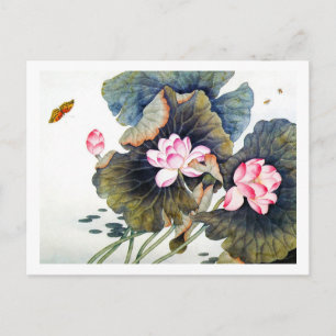 Postal Guay oriental chino bello maritero de hojas de lot
