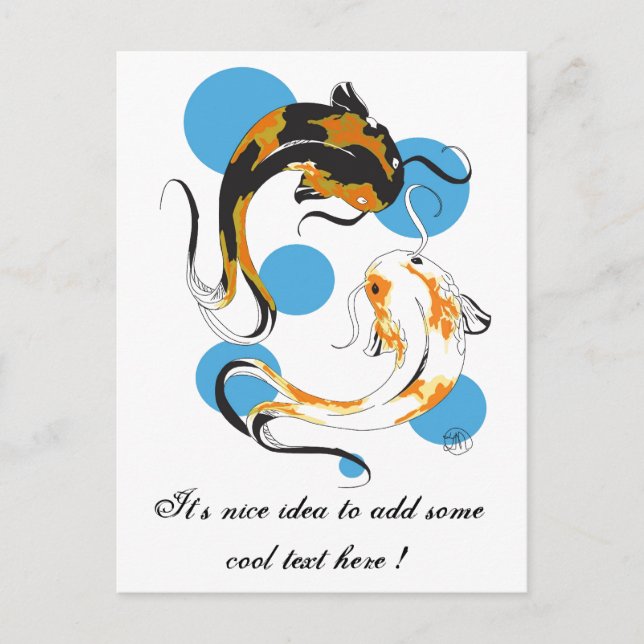 Postal Guay Oriental japonés Twin Bron White Koi Fish (Anverso)