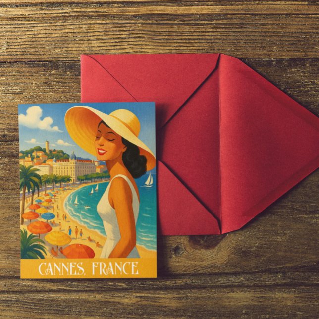 Postal Guay Retro Cannes Riviera Francesa (retro cannes france travel postcard)