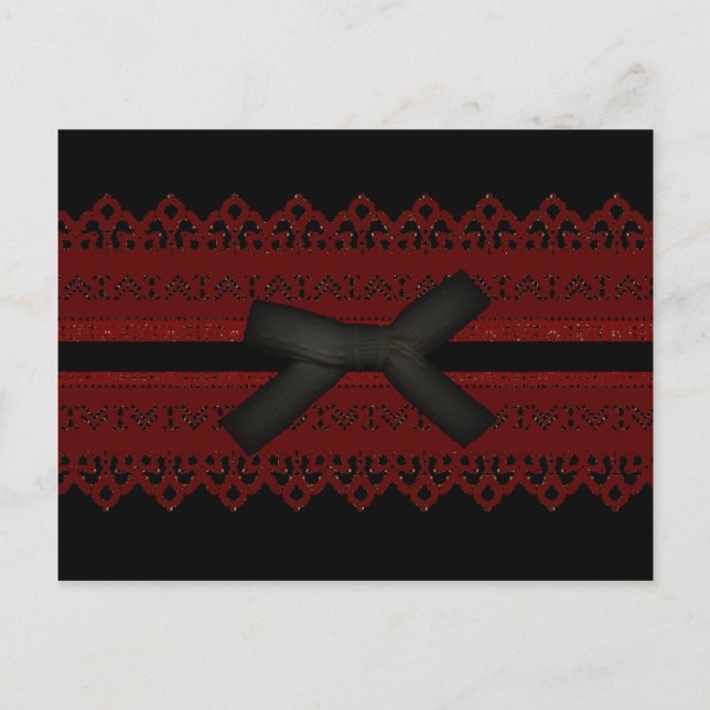 Postal Guay Steampunk Gótico Red Lace Black bow (Anverso)