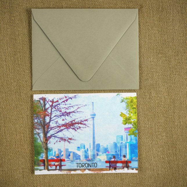 Postal Guay Toronto Ontario Panorama Cityscape Watercolor (toronto canada ontario watercolor postcard)