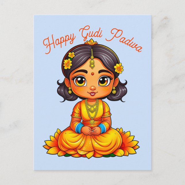 Postal Gudi Padwa Chibi Chica (Anverso)