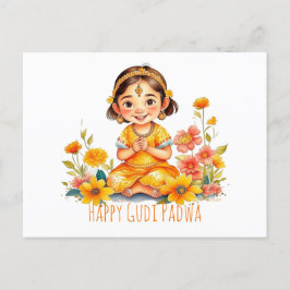Postal Gudi Padwa Cute Chica