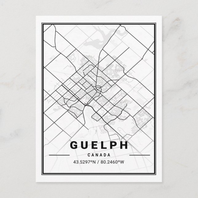 Postal Guelph Ontario Canadá Poster de mapas de ciudades  (Anverso)