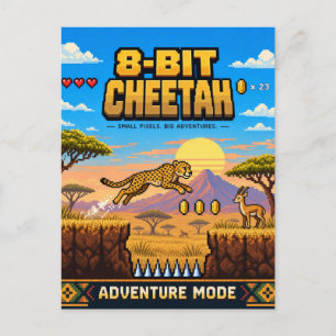 Postal Guepardo, arte de píxel retro de 8 bits