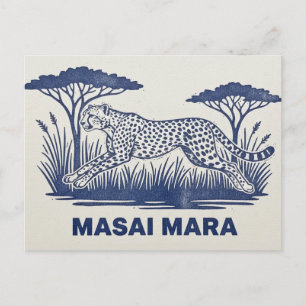 Postal Guepardo Masai Mara de Kenia con gafas de sol