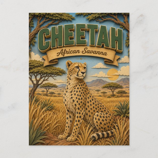 Postal Guepardo Sabana Africana POPCUT (Anverso)