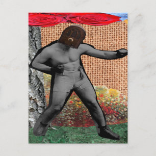 Postal Guerra y paz y los narcisistas (Collage surrealist