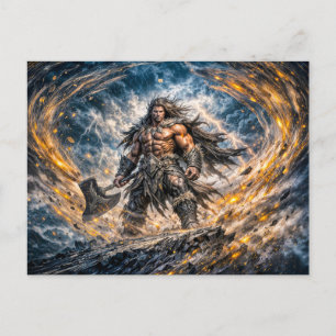 Postal Guerrero Berserker de Fantasía Dinámica con Ba