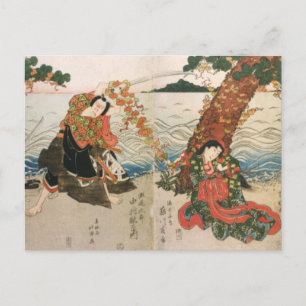 Postal Guerrero de Samurai en la playa