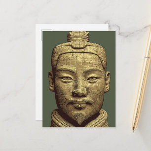 Postal Guerrero de Terracota - Arte Dorado Antiguo