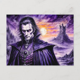 Postal Guerrero de vampiros en una ciudad en ruinas