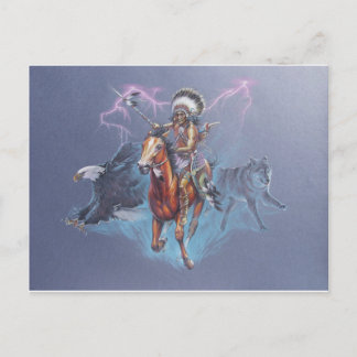 Postal Guerrero indio en batalla