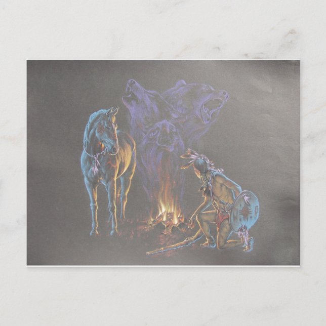 Postal Guerrero indio nativo de Camp Fire (Anverso)