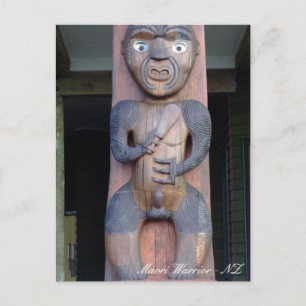 Postal Guerrero Maorí, arte nativo, Nueva Zelanda
