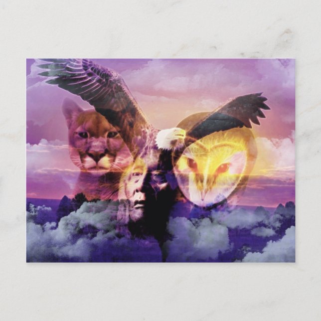 Postal Guerrero nativo americano indio (Anverso)