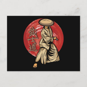 Postal Guerrero retro samurai con Katana - japonés
