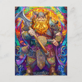 Postal Guerrero vikingo con hacha Mitología nórdica Cómic