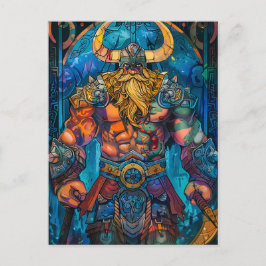 Postal Guerrero vikingo con hacha Mitología nórdica Cómic