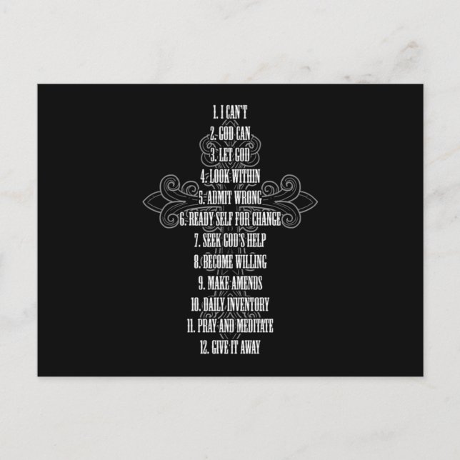 Postal Guía de 12 pasos para la recuperación de Christian (Anverso)