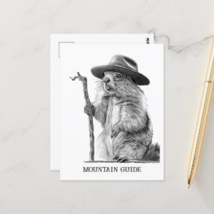 Postal Guía de la montaña - Diseño de marmota caprichosa