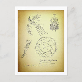 Postal Guillaume Apollinaire, Poème Calligramme (1920)