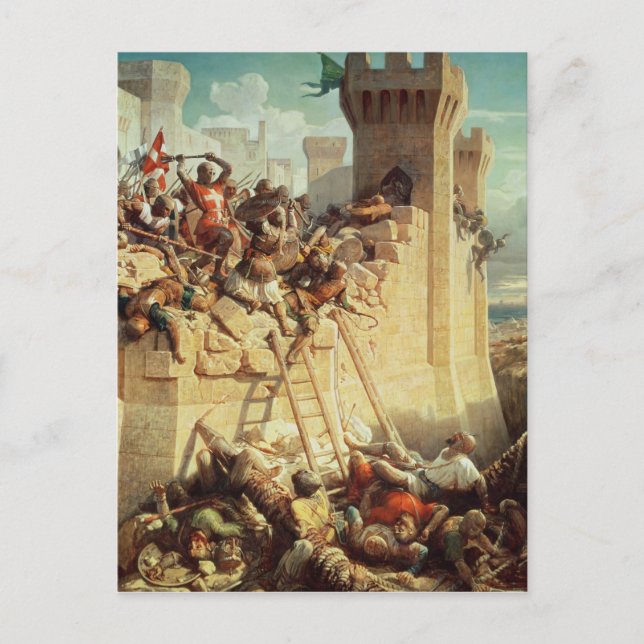 Postal Guillaume de Clermont que defiende Ptolemais (Anverso)