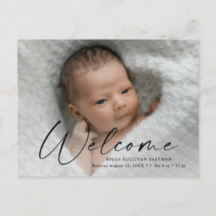 Postal Guión Bienvenida Bebé Foto Nacimiento Gracias
