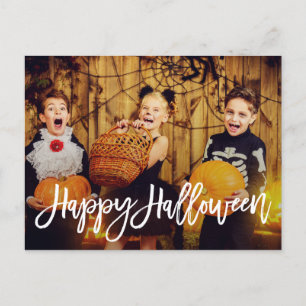 Postal Guión blanco moderno Feliz Halloween