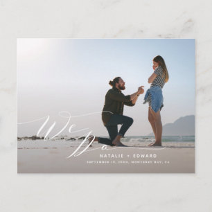 Postal Guión blanco para la elegante foto de la boda