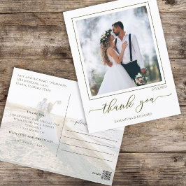 Postal Guión caligráfico Moderno Simple Dos Fotografías E