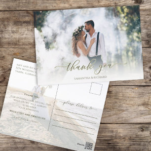 Postal Guión caligráfico Simple Elegante Dos Foto Moderna