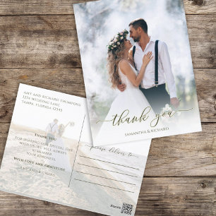 Postal Guión caligráfico Simple Elegante Dos Foto Moderna