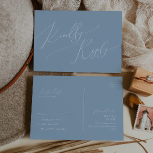 Postal Guión caprichoso   Dusty Blue Wedding RSVP