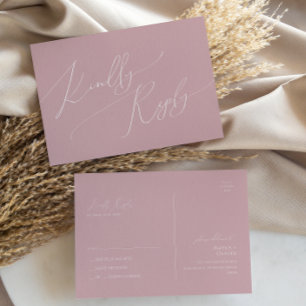 Postal Guión caprichoso   Dusty Rosa Wedding RSVP