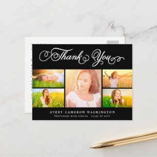 Postal Guión de agradecimiento Elegante 5 Fotos múltiples