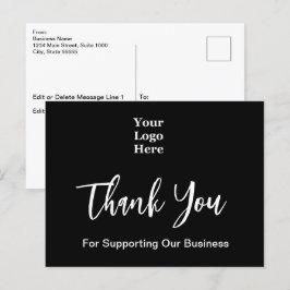 Postal Guión de agradecimiento Logo empresarial en blanco