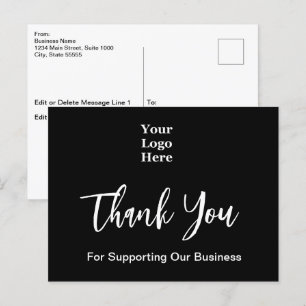 Postal Guión de agradecimiento Logo empresarial en blanco