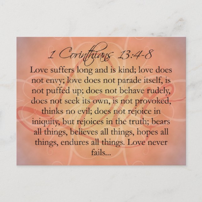 Postal Guión de amor de las escrituras bíblicas en la cos (Anverso)