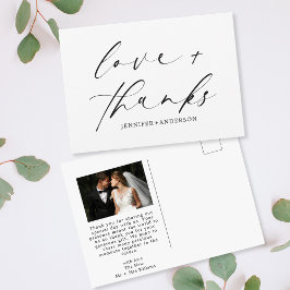 Postal Guión de amor y agradecimiento elegante Foto Boda