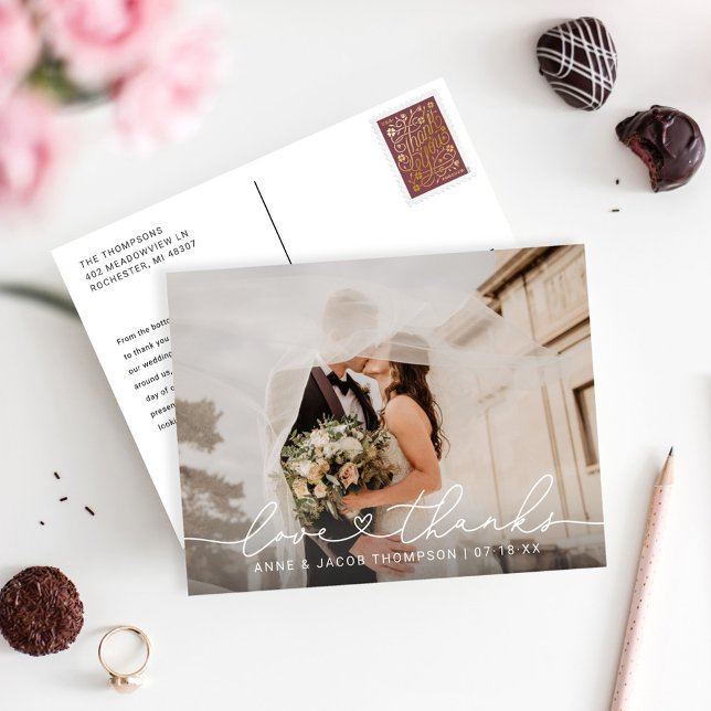 Postal Guión de amor y agradecimiento Foto de boda Agrade (Subido por el creador)
